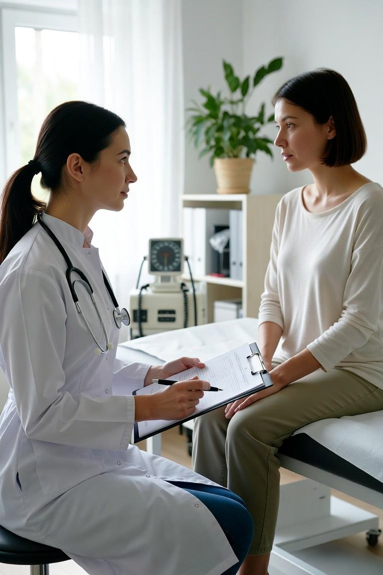 Physician reviewing notes on a tablet in a small independent medical practice